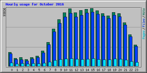 Hourly usage for October 2016